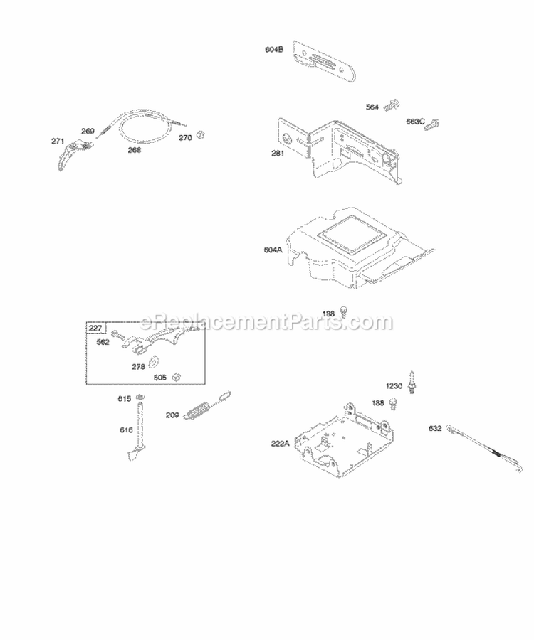 Controls Governor Spring Diagram and Parts List for 20X314-0110-E1  Briggs and Stratton Engine